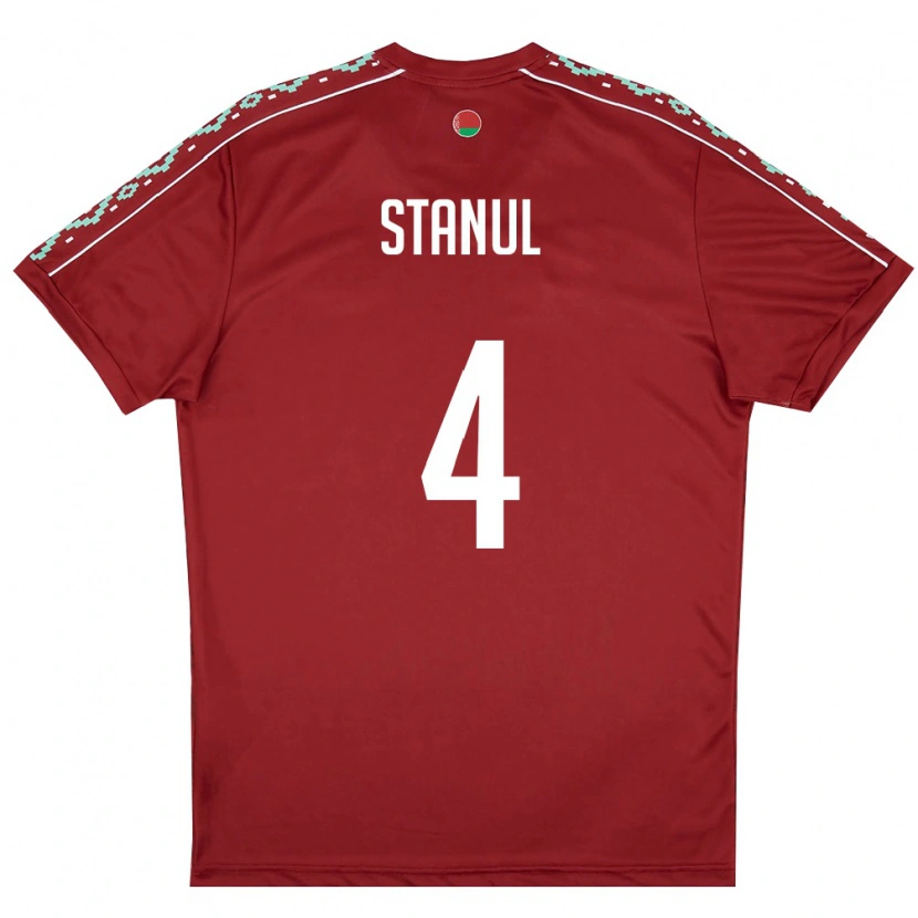 Danxen Pánské Bělorusko Arseniy Stanul #4 Tmavě Červená Bílá Domů Hráčské Dresy 26-28 Dres
