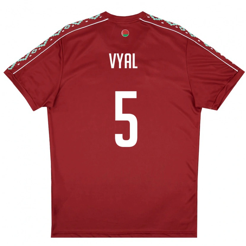 Danxen Pánské Bělorusko Anton Vyal #5 Tmavě Červená Bílá Domů Hráčské Dresy 26-28 Dres