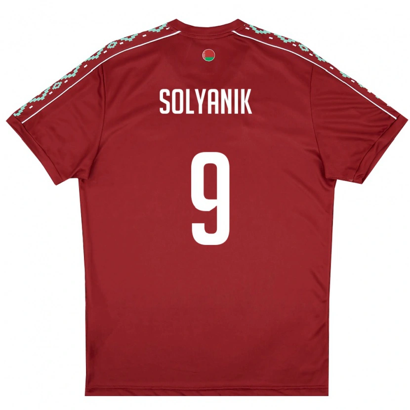 Danxen Pánské Bělorusko Kirill Solyanik #9 Tmavě Červená Bílá Domů Hráčské Dresy 26-28 Dres