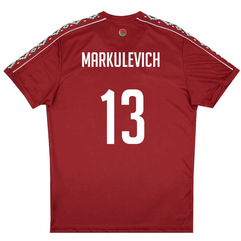Danxen Pánské Bělorusko Ilya Markulevich #13 Tmavě Červená Bílá Domů Hráčské Dresy 26-28 Dres