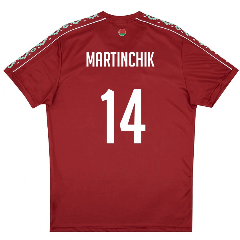 Danxen Pánské Bělorusko Kirill Martinchik #14 Tmavě Červená Bílá Domů Hráčské Dresy 26-28 Dres