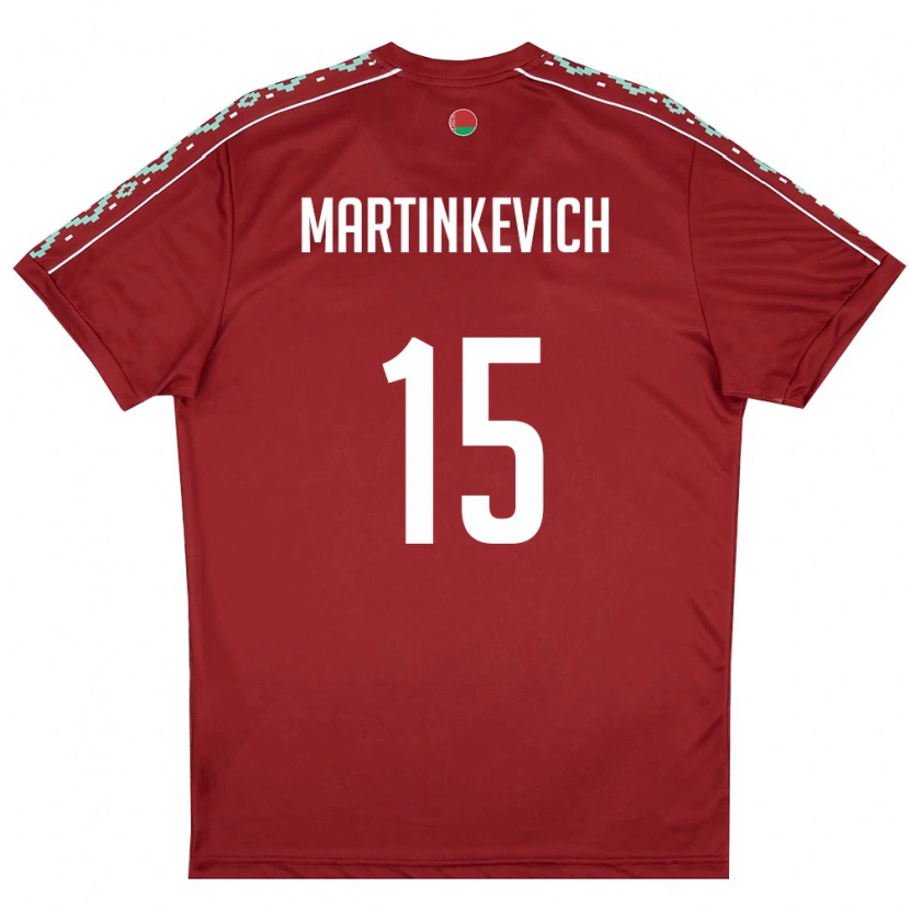 Danxen Pánské Bělorusko Vadim Martinkevich #15 Tmavě Červená Bílá Domů Hráčské Dresy 26-28 Dres