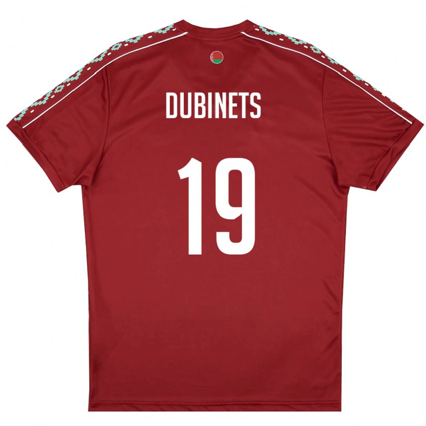 Danxen Pánské Bělorusko Ilya Dubinets #19 Tmavě Červená Bílá Domů Hráčské Dresy 26-28 Dres