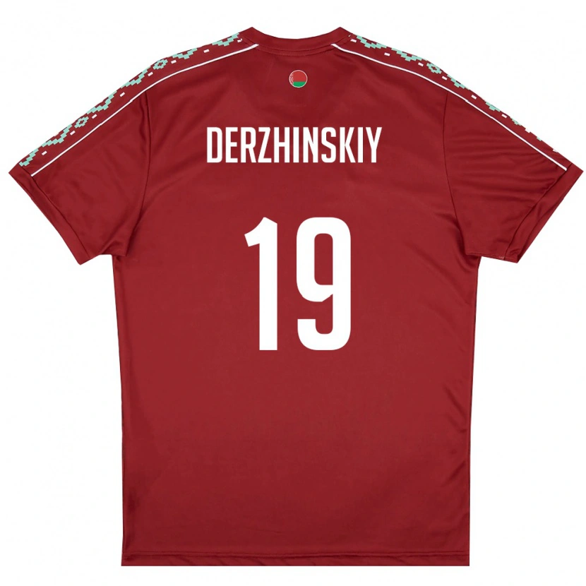 Danxen Pánské Bělorusko Aleksandr Derzhinskiy #19 Tmavě Červená Bílá Domů Hráčské Dresy 26-28 Dres