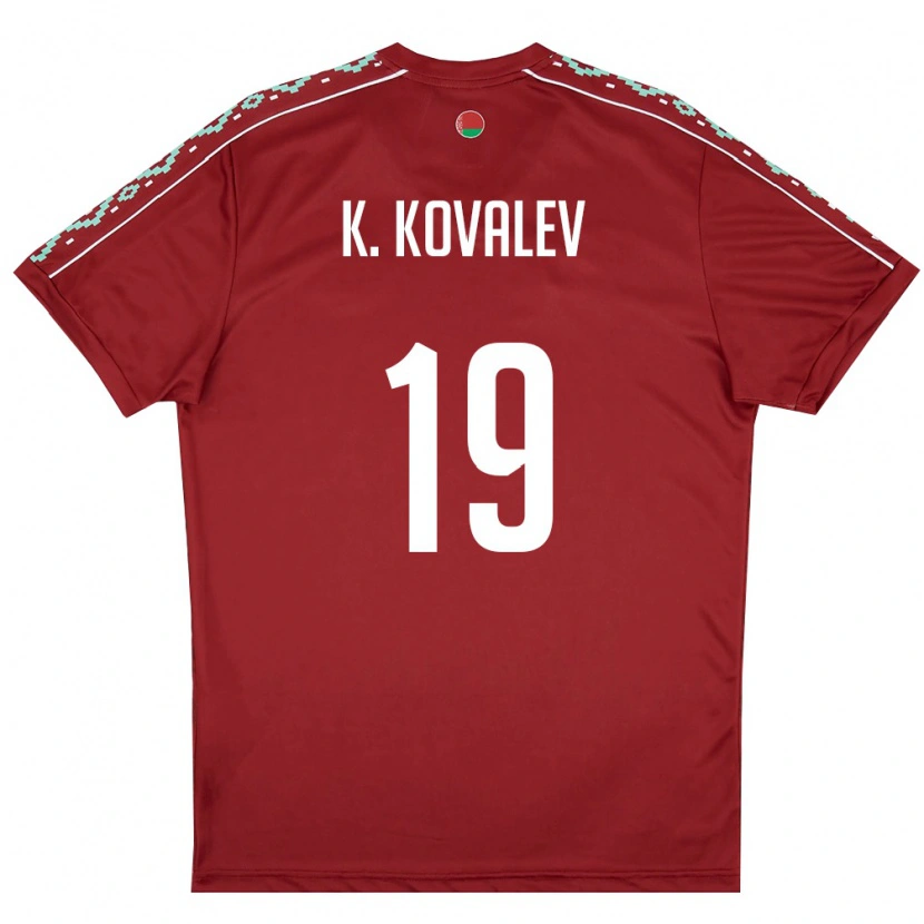Danxen Pánské Bělorusko Kirill Kovalev #19 Tmavě Červená Bílá Domů Hráčské Dresy 26-28 Dres