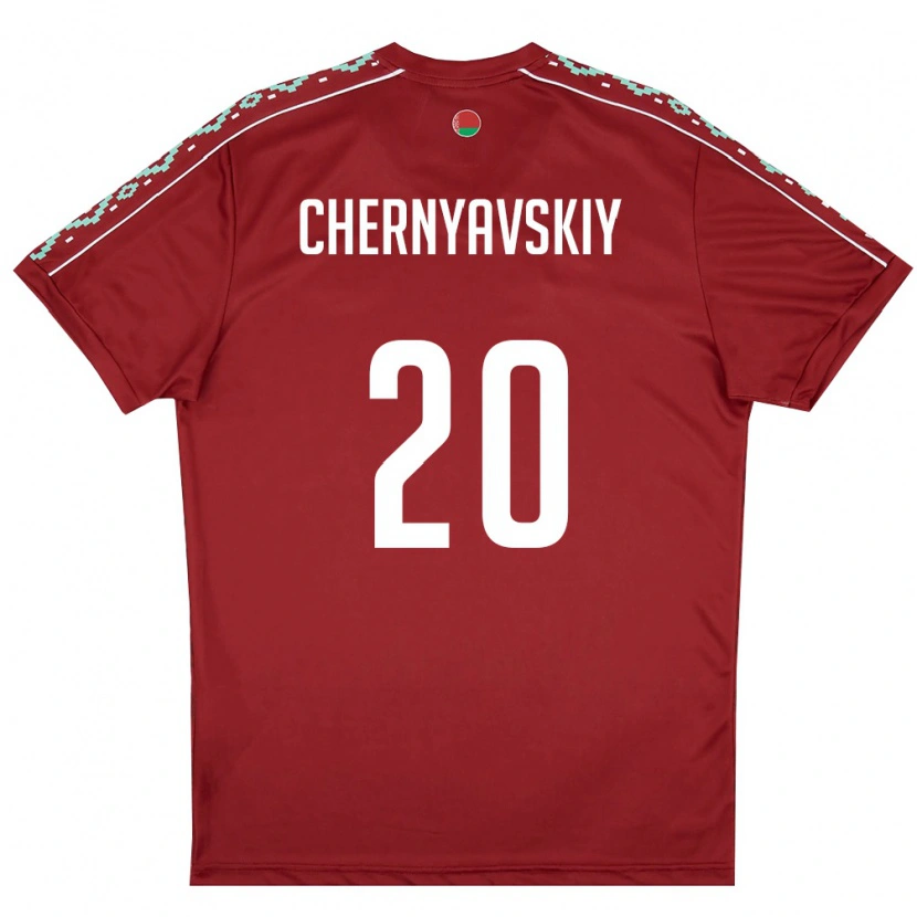 Danxen Pánské Bělorusko Vasiliy Chernyavskiy #20 Tmavě Červená Bílá Domů Hráčské Dresy 26-28 Dres