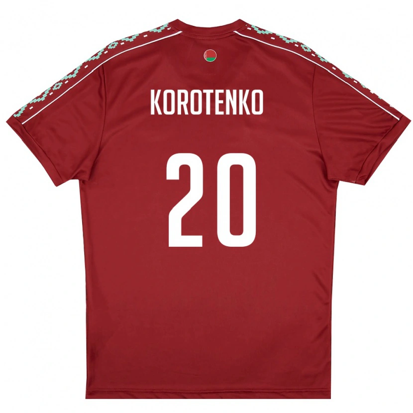 Danxen Pánské Bělorusko Bogdan Korotenko #20 Tmavě Červená Bílá Domů Hráčské Dresy 26-28 Dres