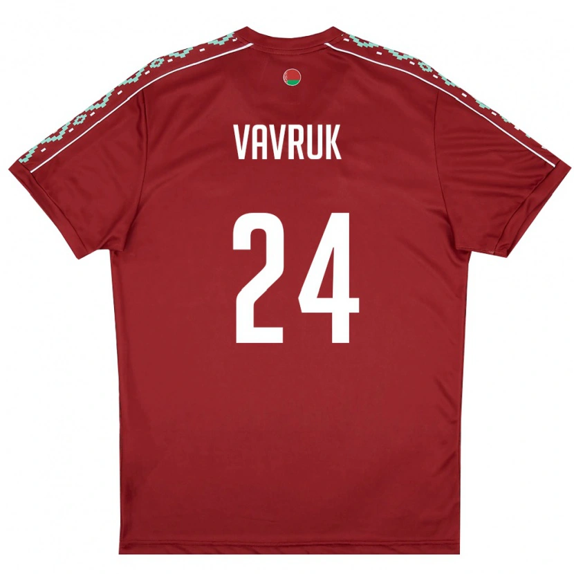 Danxen Pánské Bělorusko Dmitriy Vavruk #24 Tmavě Červená Bílá Domů Hráčské Dresy 26-28 Dres