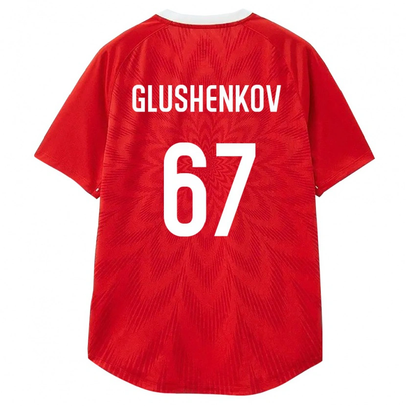 Danxen Pánské Rusko Maksim Glushenkov #67 Červená Bílá Hnědá Domů Hráčské Dresy 26-28 Dres