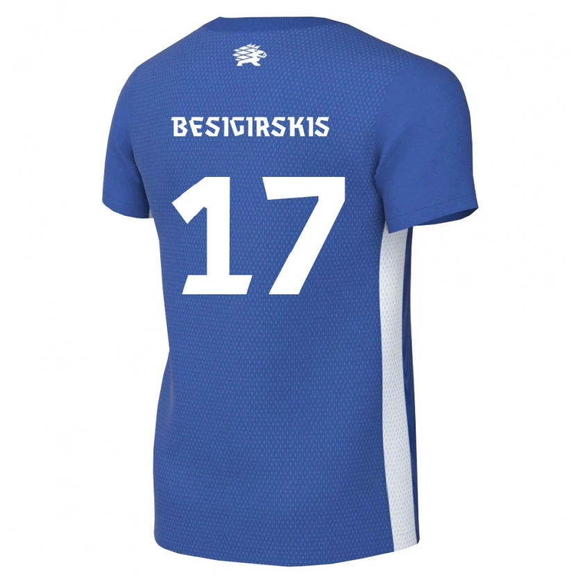 Danxen Pánské Estonsko Arnas Besigirskis #17 Tmavě Modrá Bílá Domů Hráčské Dresy 26-28 Dres