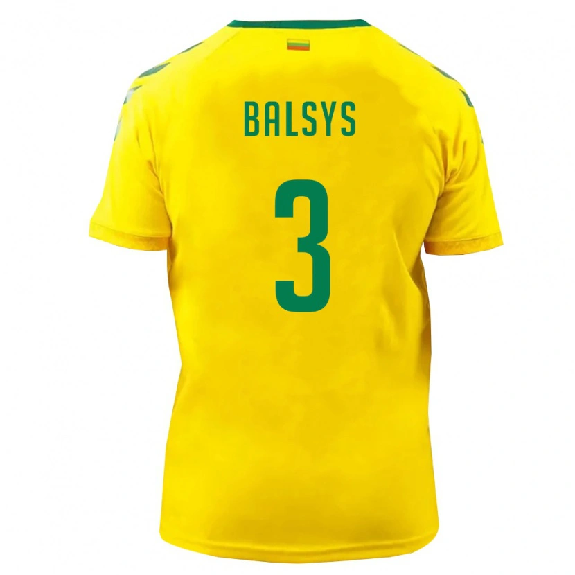 Danxen Pánské Litva Dovydas Balsys #3 Žlutá Zelená Domů Hráčské Dresy 26-28 Dres