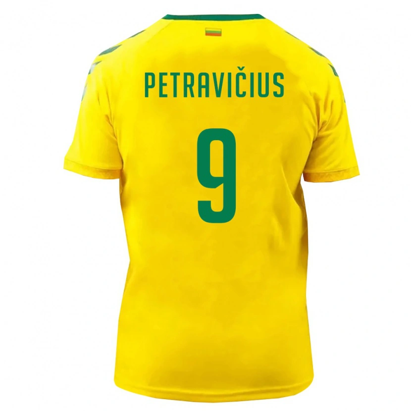Danxen Pánské Litva Joris Petravičius #9 Žlutá Zelená Domů Hráčské Dresy 26-28 Dres