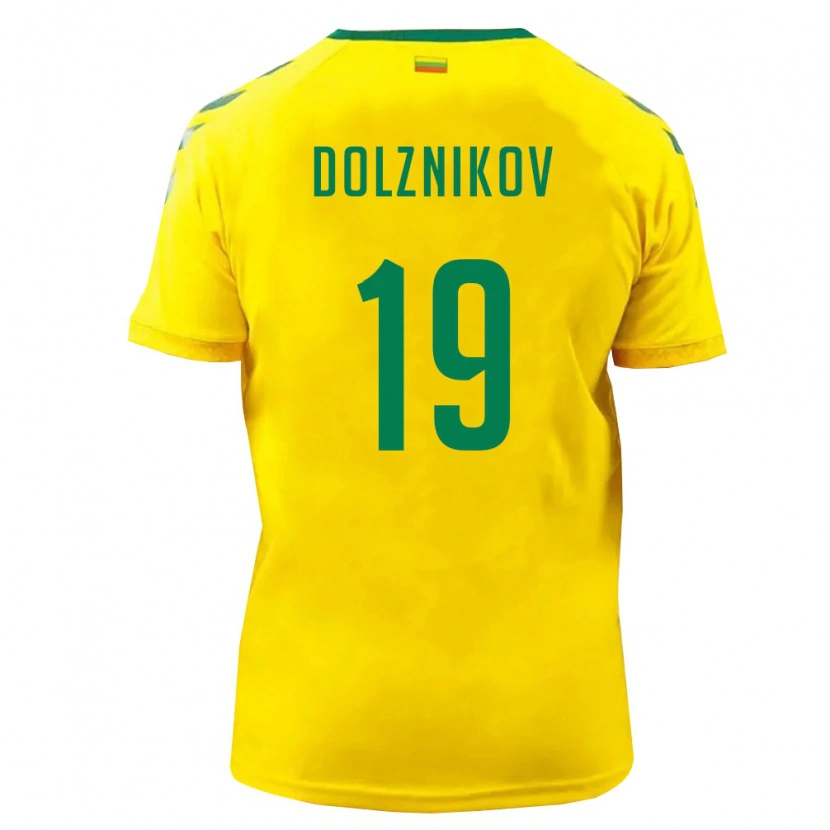 Danxen Pánské Litva Artūr Dolžnikov #19 Žlutá Zelená Domů Hráčské Dresy 26-28 Dres