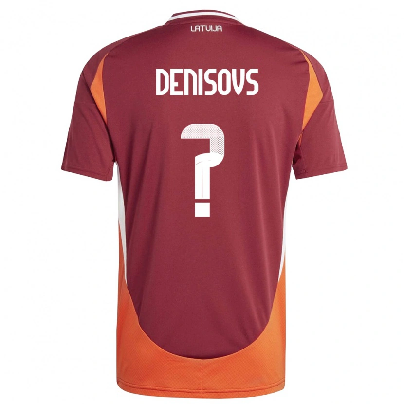 Danxen Pánské Lotyšsko Artemijs Denisovs #0 Tmavě Červená Bílá Oranžová Domů Hráčské Dresy 26-28 Dres