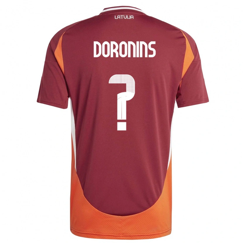 Danxen Pánské Lotyšsko Nikita Doronins #0 Tmavě Červená Bílá Oranžová Domů Hráčské Dresy 26-28 Dres