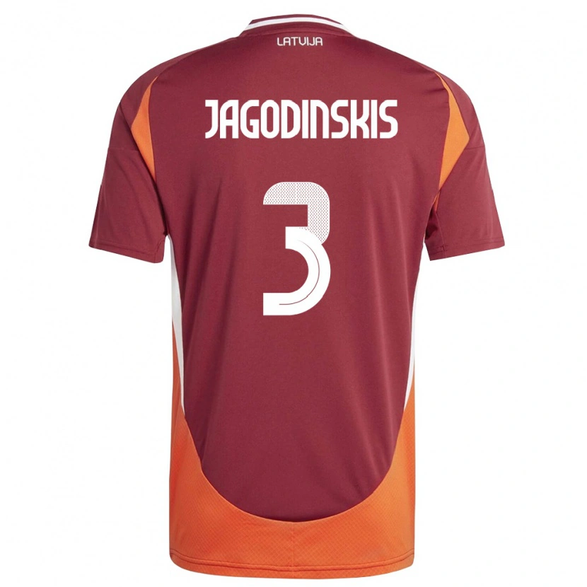 Danxen Pánské Lotyšsko Vitalijs Jagodinskis #3 Tmavě Červená Bílá Oranžová Domů Hráčské Dresy 26-28 Dres