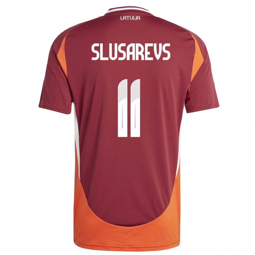 Danxen Pánské Lotyšsko Danila Slusarevs #11 Tmavě Červená Bílá Oranžová Domů Hráčské Dresy 26-28 Dres