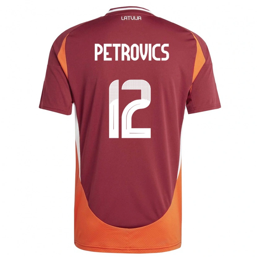Danxen Pánské Lotyšsko Toms Petrovics #12 Tmavě Červená Bílá Oranžová Domů Hráčské Dresy 26-28 Dres