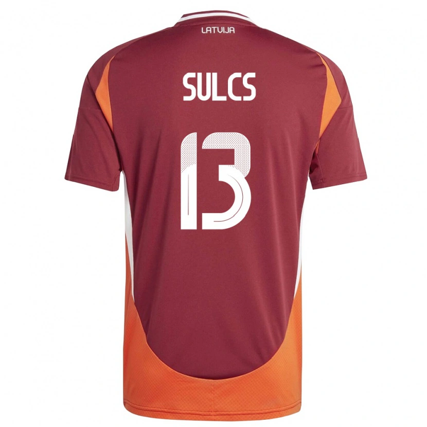 Danxen Pánské Lotyšsko Oskars Sulcs #13 Tmavě Červená Bílá Oranžová Domů Hráčské Dresy 26-28 Dres