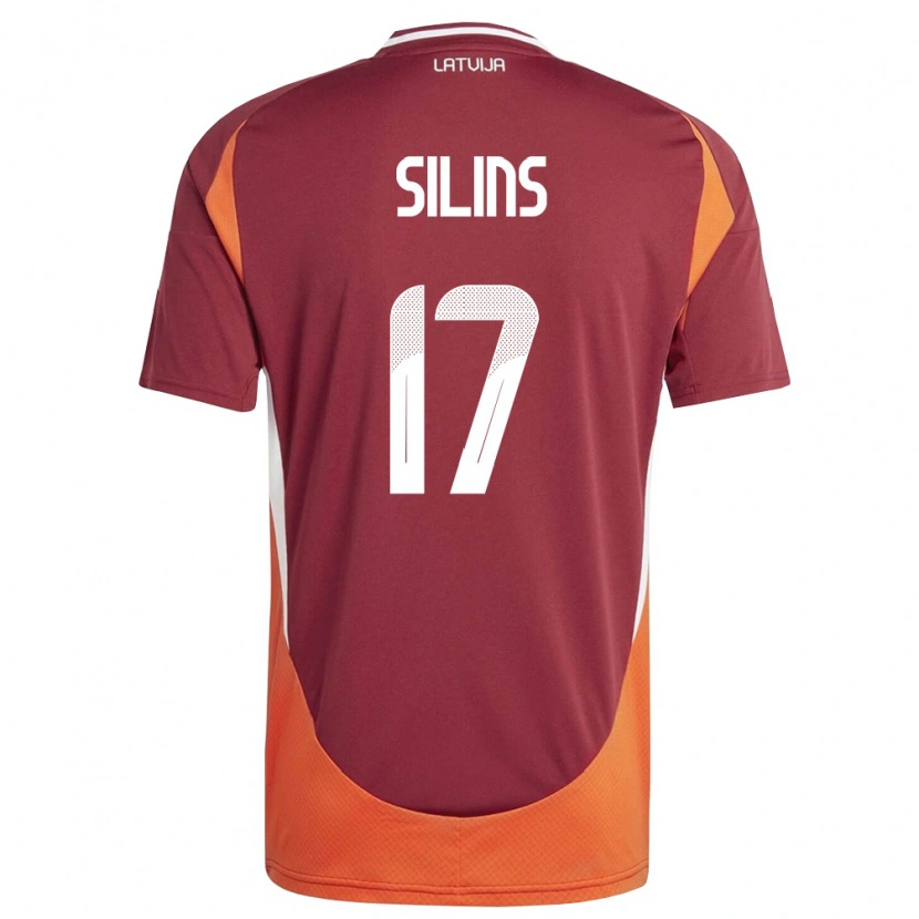 Danxen Pánské Lotyšsko Miks Silins #17 Tmavě Červená Bílá Oranžová Domů Hráčské Dresy 26-28 Dres