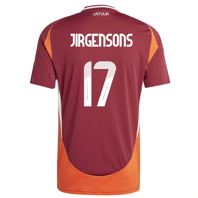 Danxen Pánské Lotyšsko Bruno Jirgensons #17 Tmavě Červená Bílá Oranžová Domů Hráčské Dresy 26-28 Dres