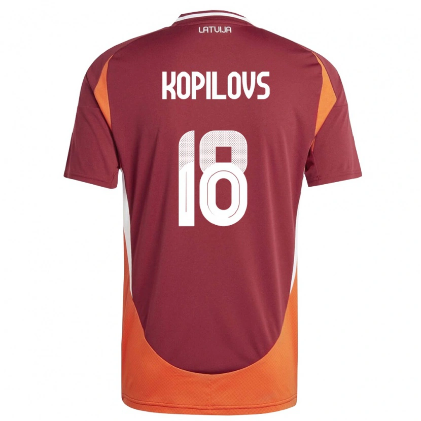 Danxen Pánské Lotyšsko Maksims Kopilovs #18 Tmavě Červená Bílá Oranžová Domů Hráčské Dresy 26-28 Dres