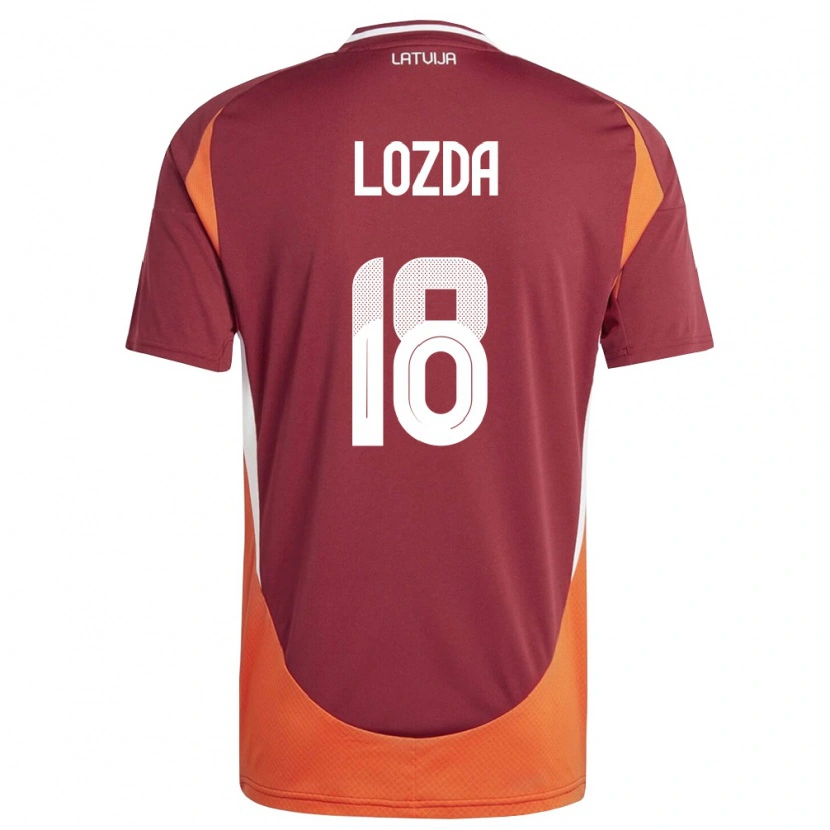 Danxen Pánské Lotyšsko Linards Lozda #18 Tmavě Červená Bílá Oranžová Domů Hráčské Dresy 26-28 Dres