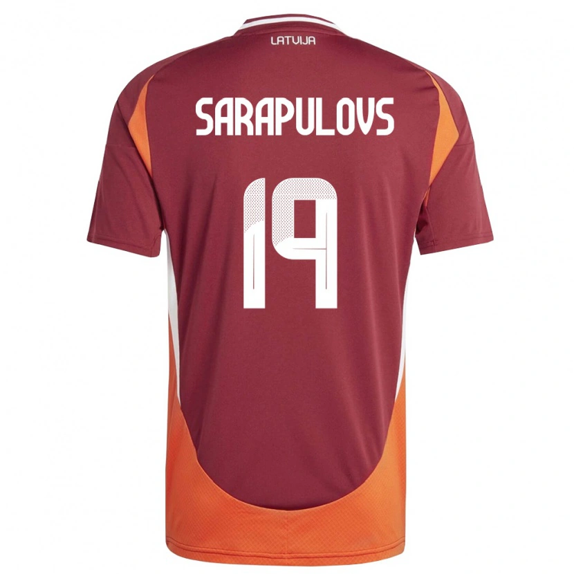 Danxen Pánské Lotyšsko Maksims Sarapulovs #19 Tmavě Červená Bílá Oranžová Domů Hráčské Dresy 26-28 Dres