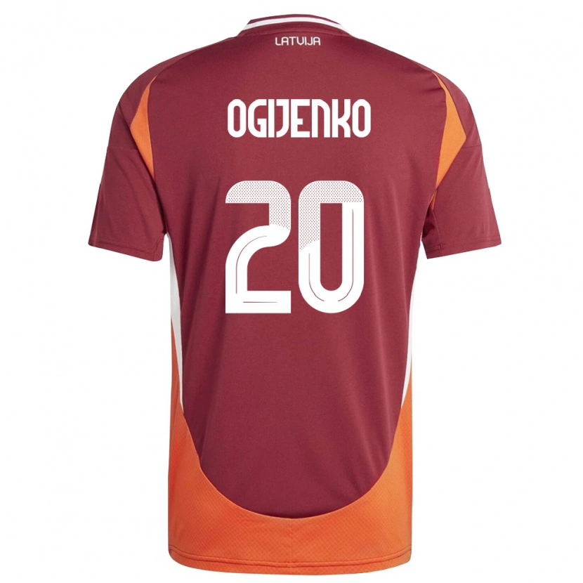 Danxen Pánské Lotyšsko Nikita Ogijenko #20 Tmavě Červená Bílá Oranžová Domů Hráčské Dresy 26-28 Dres