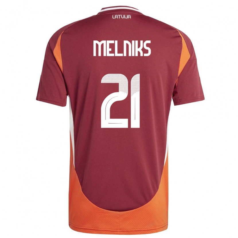Danxen Pánské Lotyšsko Deniss Melniks #21 Tmavě Červená Bílá Oranžová Domů Hráčské Dresy 26-28 Dres