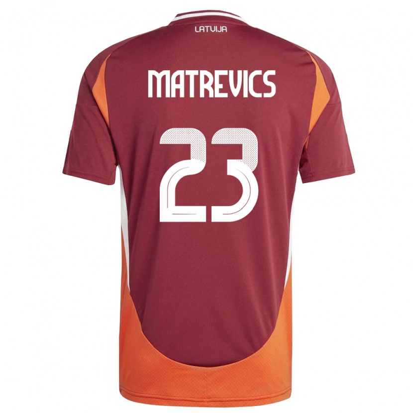 Danxen Pánské Lotyšsko Rihards Matrevics #23 Tmavě Červená Bílá Oranžová Domů Hráčské Dresy 26-28 Dres