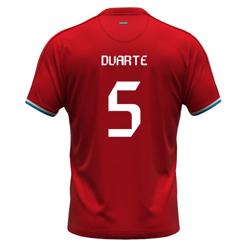 Danxen Pánské Lucembursko Enzo Duarte #5 Červená Bílá Modrá Domů Hráčské Dresy 26-28 Dres
