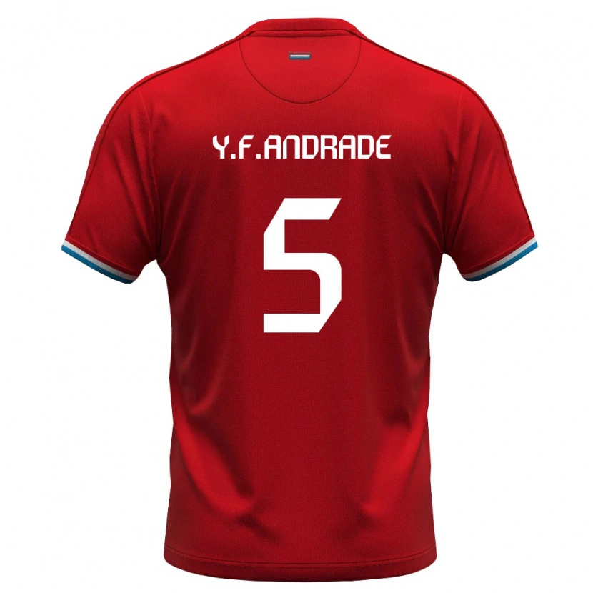 Danxen Pánské Lucembursko Ydson Figueiredo Andrade #5 Červená Bílá Modrá Domů Hráčské Dresy 26-28 Dres