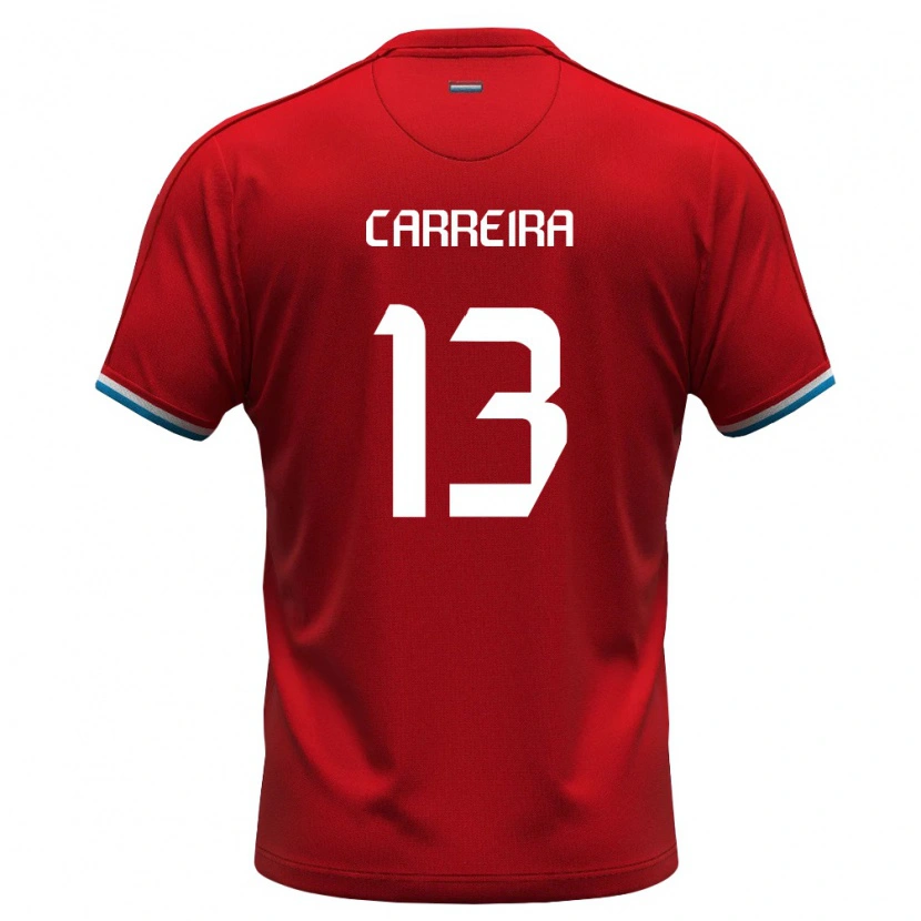 Danxen Pánské Lucembursko Mateo Carreira #13 Červená Bílá Modrá Domů Hráčské Dresy 26-28 Dres