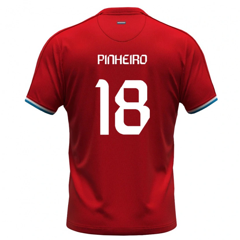 Danxen Pánské Lucembursko Malik Pinheiro #18 Červená Bílá Modrá Domů Hráčské Dresy 26-28 Dres