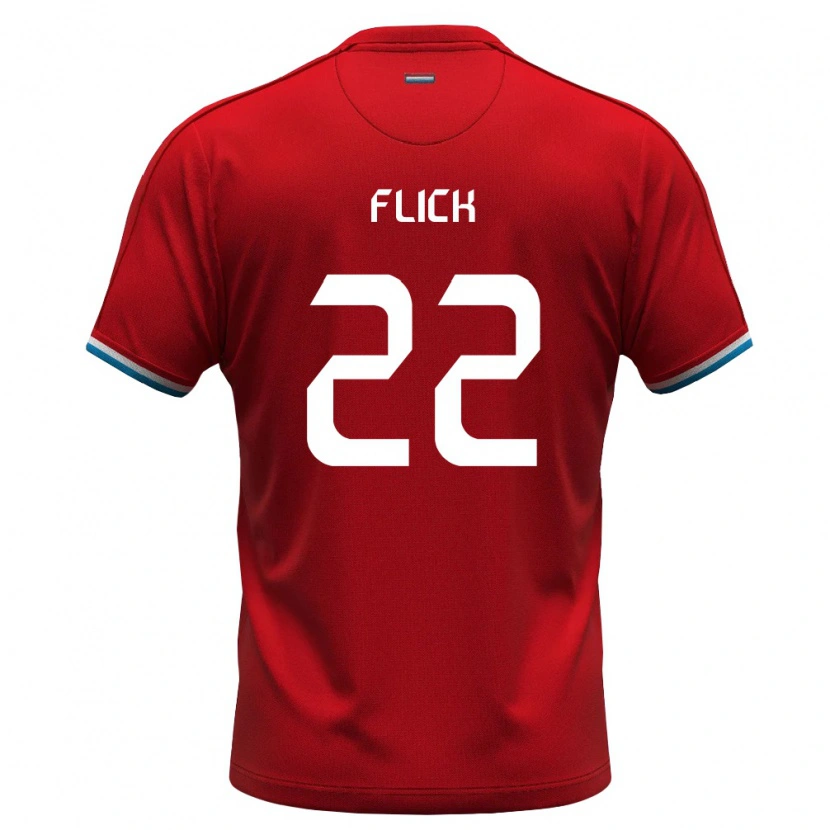 Danxen Pánské Lucembursko Tim Flick #22 Červená Bílá Modrá Domů Hráčské Dresy 26-28 Dres