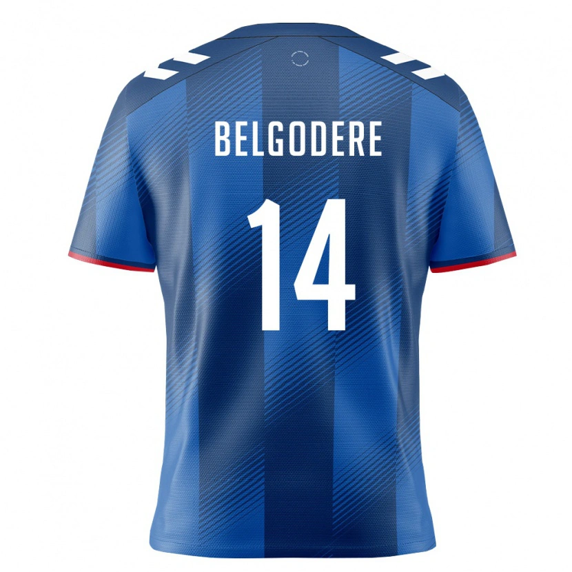Danxen Pánské Portoriko Matthew Belgodere #14 Královská Modrá Červená Bílá Domů Hráčské Dresy 26-28 Dres