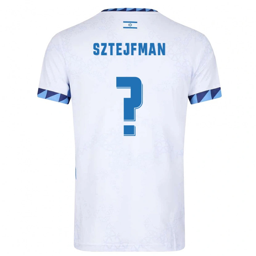 Danxen Pánské Izrael Noam Sztejfman #0 Bílá Světle Modrá Domů Hráčské Dresy 26-28 Dres