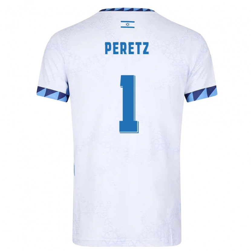 Danxen Pánské Izrael Daniel Peretz #1 Bílá Světle Modrá Domů Hráčské Dresy 26-28 Dres