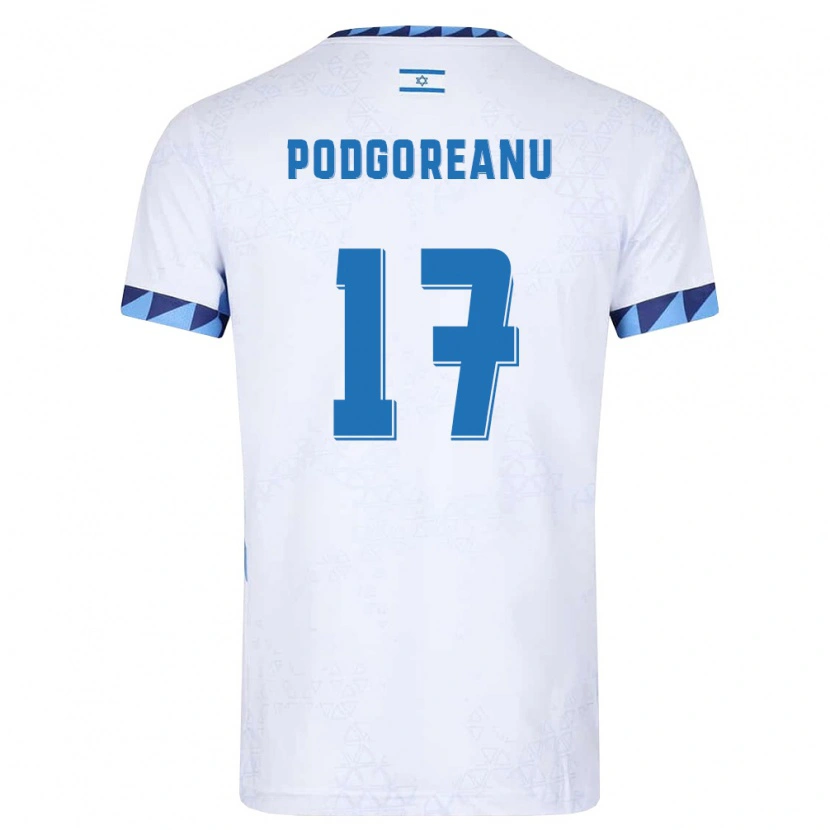 Danxen Pánské Izrael Suf Podgoreanu #17 Bílá Světle Modrá Domů Hráčské Dresy 26-28 Dres