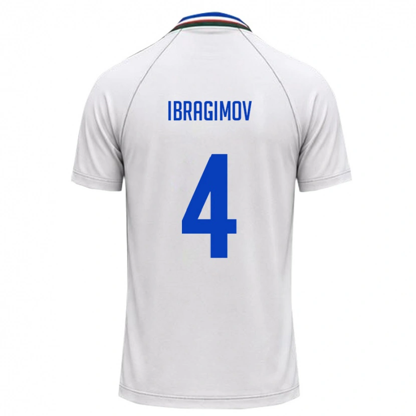 Danxen Pánské Uzbekistán Sunnat Ibragimov #4 Bílá Tmavě Zelená Daleko Hráčské Dresy 26-28 Dres