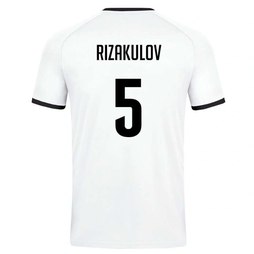 Danxen Pánské Uzbekistán Giyosdzhon Rizakulov #5 Bílá Tmavě Zelená Daleko Hráčské Dresy 26-28 Dres