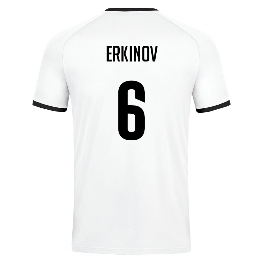 Danxen Pánské Uzbekistán Bekhruz Erkinov #6 Bílá Tmavě Zelená Daleko Hráčské Dresy 26-28 Dres