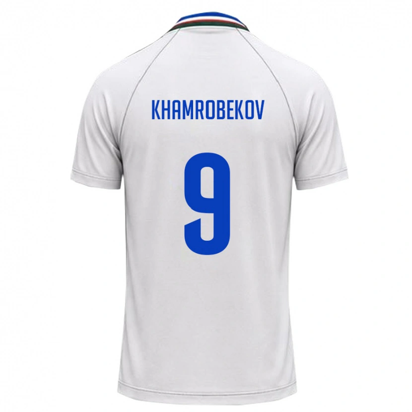 Danxen Pánské Uzbekistán Odildzhon Khamrobekov #9 Bílá Tmavě Zelená Daleko Hráčské Dresy 26-28 Dres