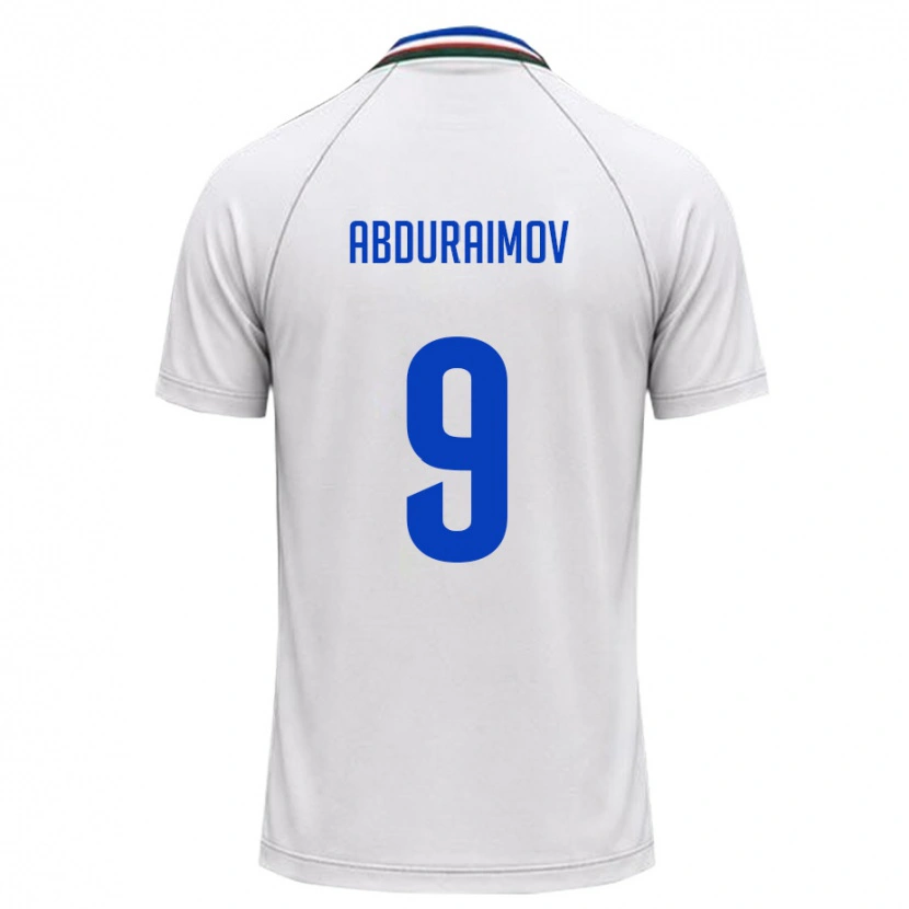 Danxen Pánské Uzbekistán Laziz Abduraimov #9 Bílá Tmavě Zelená Daleko Hráčské Dresy 26-28 Dres