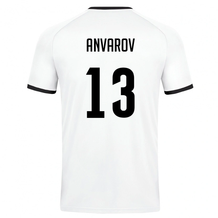 Danxen Pánské Uzbekistán Mirjamol Anvarov #13 Bílá Tmavě Zelená Daleko Hráčské Dresy 26-28 Dres