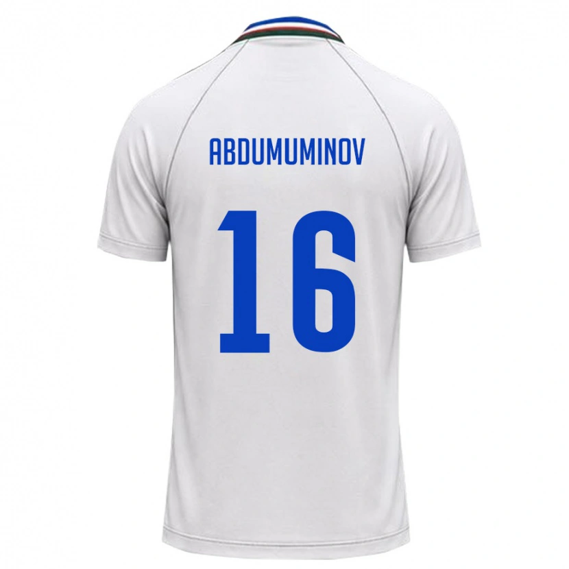 Danxen Pánské Uzbekistán Azizbek Abdumuminov #16 Bílá Tmavě Zelená Daleko Hráčské Dresy 26-28 Dres
