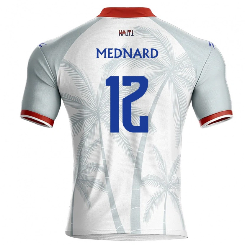 Danxen Pánské Haiti Jonah Mednard #12 Bílá Červená Šedá Daleko Hráčské Dresy 26-28 Dres