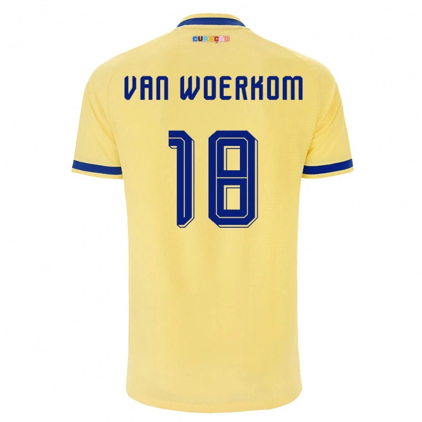 Danxen Pánské Curaçao Sebastian Van Woerkom #18 Žlutá Námořnická Růžová Daleko Hráčské Dresy 26-28 Dres