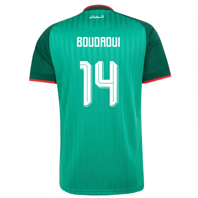 Danxen Pánské Alžírsko Hicham Boudaoui #14 Zelená Červená Bílá Daleko Hráčské Dresy 26-28 Dres